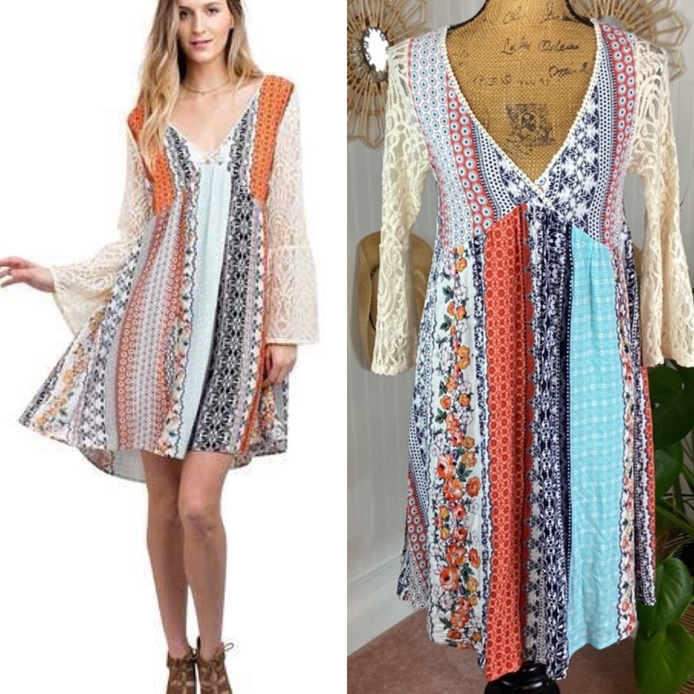 Military Hippie Boho Dress Sz S